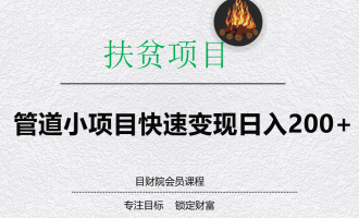 目财院会员项目：管道小项目快速变现日入200+