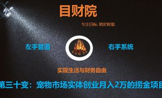 《目财36变》第三十变：宠物市场实体创业月入2万的捞金项目