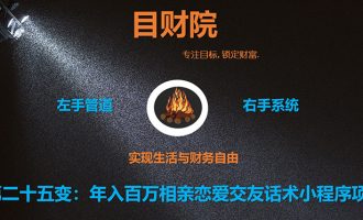 《目财36变》第二十五变：年入百万相亲恋爱交友话术小程序项目