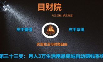 《目财36变》第三十三变：月入3万生活用品商城自动成交赚钱系统